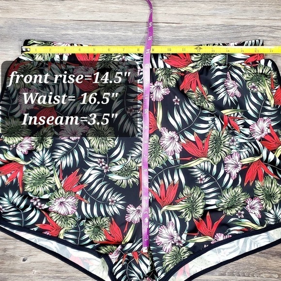 Minxueer Women Tropical Swim High Rise Floral Shorts Sz 18W Vacation  Coastal - Picture 7 of 9